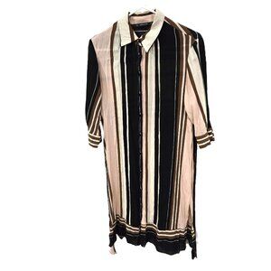 Zara Basic Sz Small  Multicolored Pink Blush Striped Shirt Dress
